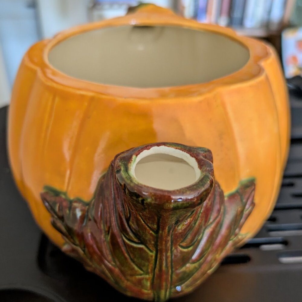 VINTAGE Fall Pumpkin Tea Pot Handmade and Painted NO LID